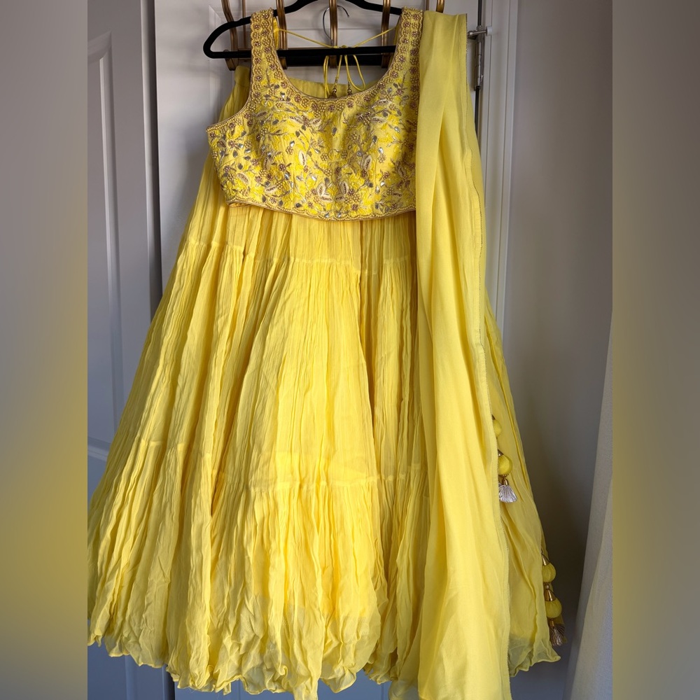 Yellow Embroidered Lengha